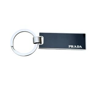 Prada Black/Silver metal keychain, 2PS021, Made in Italy